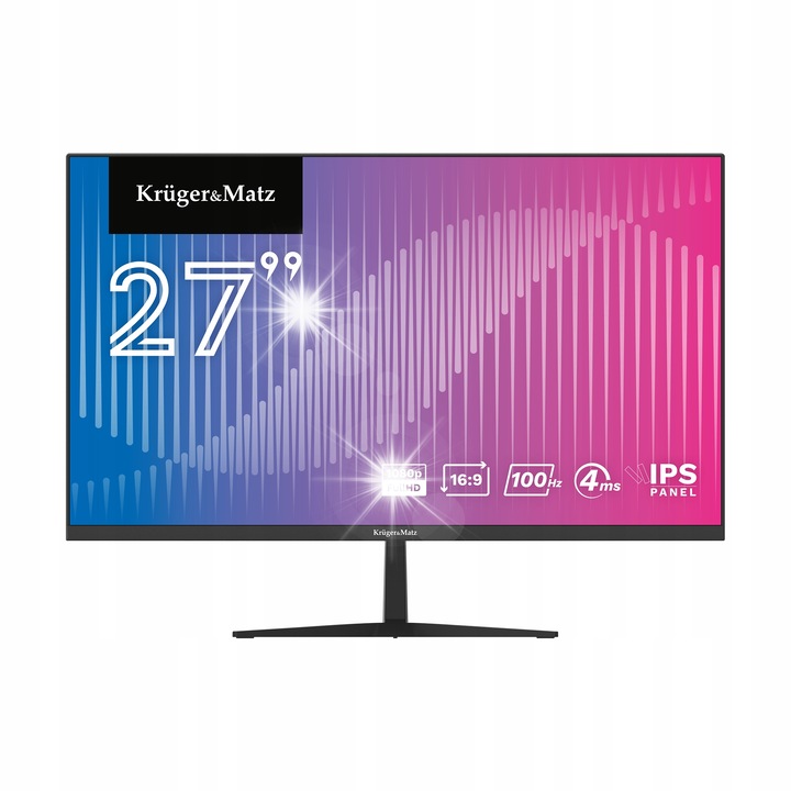 Monitor LED 27" Kruger&Matz Full HD, 100Hz, IPS, cu difuzoare, HDMI, VGA, negru