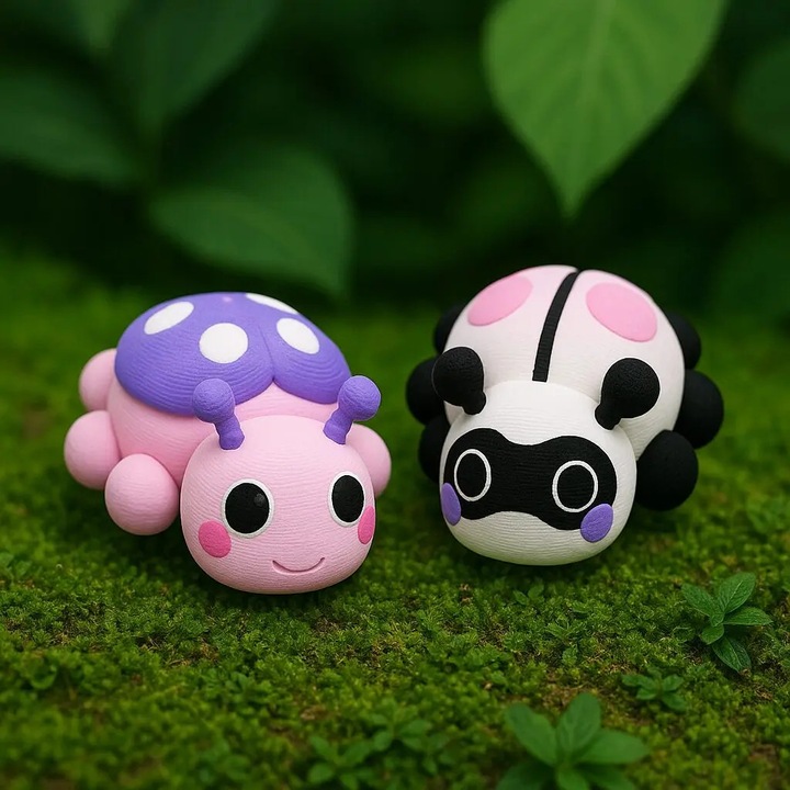 Set 2 figurine ladybug legion, PrintForge®, printate 3D, modele articulate, 6x5x3 cm, fabricate din PLA, fara BPA, Multicolor