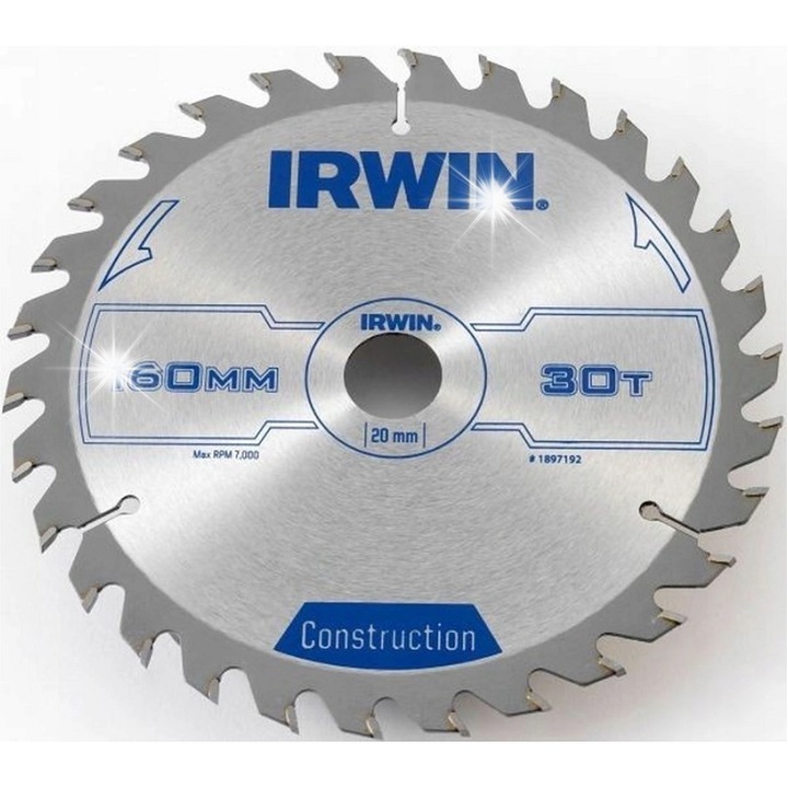 Fűrészlap 160x20x2,5mm 30 fogú ATB Construction Irwin, hosszirányú és keresztirányú vágáshoz