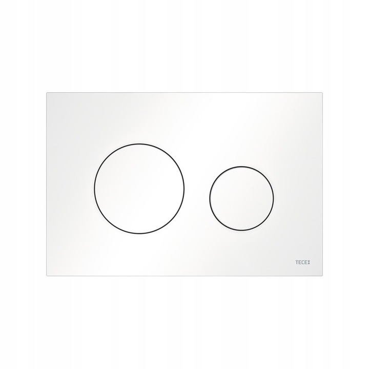 Buton spalare WC Tece Loop, alb mat, 150x220x5mm, montaj frontal sau superior, spalare dubla