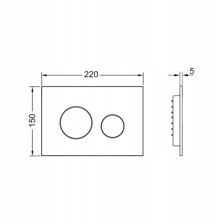 Buton spalare WC TECE LOOP, alb, crom lucios, dimensiuni 150x220x5mm, montaj frontal sau superior, spalare dubla