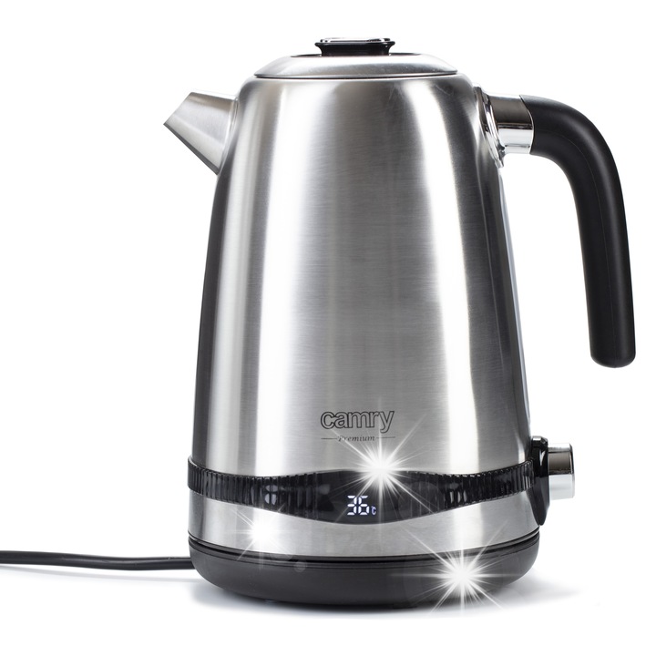 Fierbator inox Camry, 1,7L, 7 trepte temperatura, display LCD, 24x20x16cm