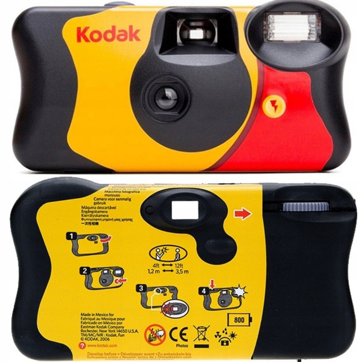 Компактен фотоапарат Kodak FunSaver, 27 снимки, филм ISO 400, със светкавица
