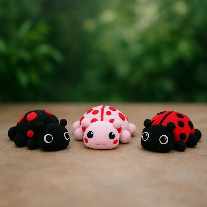 Set 3 figurine ladybug legion, PrintForge®, printate 3D, modele articulate, 6x5x3 cm, fabricate din PLA, fara BPA, Multicolor