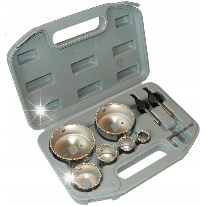 Dedra 6 darabos wolfram-karbid fúrófej készlet, méretek: 22x28x35x44x68x73mm, gipszkartonhoz és csempéhez, bőrönddel