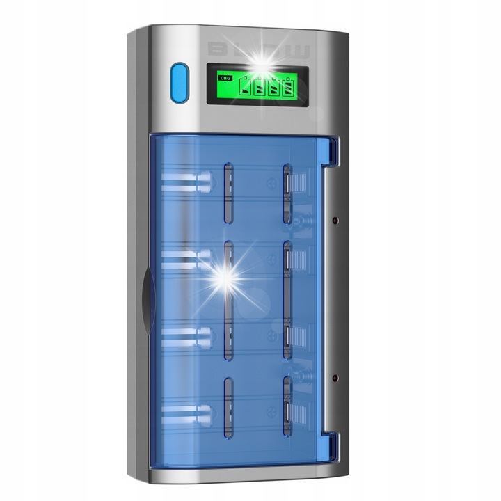 Зарядно устройство Blow XN-111, за батерии АА, ААА, C, D, 9V, с LCD дисплей, функция за бързо зареждане