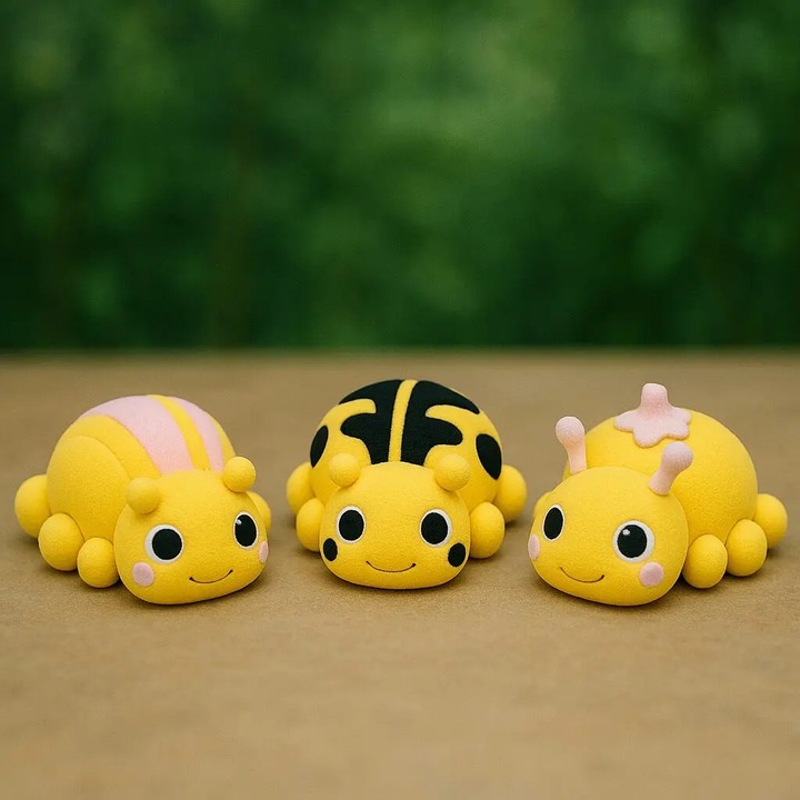 Set 3 Figurine ladybug scarlet, PrintForge®, printate 3D, modele articulate, 6x5x3 cm, fabricate din PLA, fara BPA, Multicolor