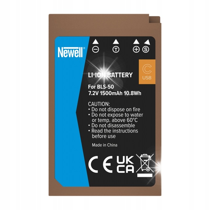 Акумулатор Newell BLS-50 USB-C, 1500mAh, Li-ion, за апарати Olympus