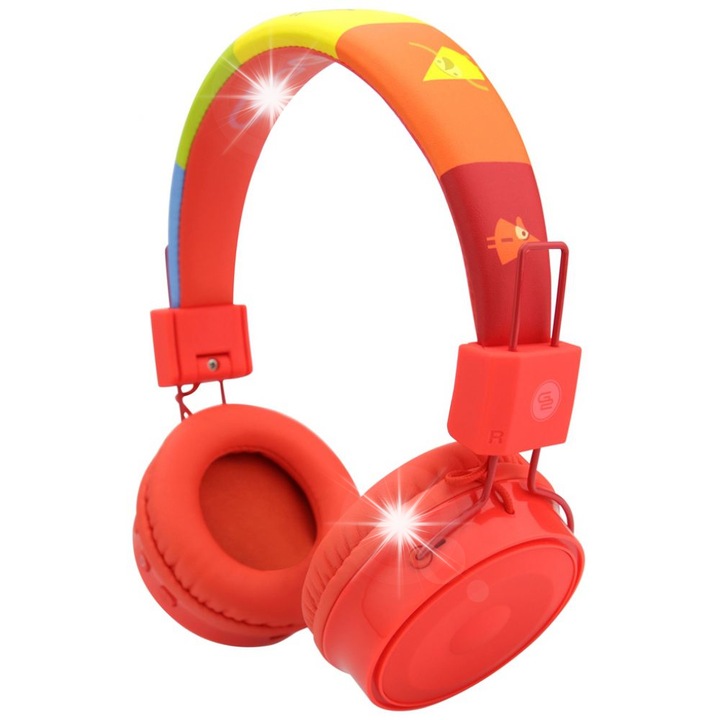 Vezeték nélküli fejhallgató gyerekeknek, GoGEN, piros, mikrofonnal, teljes készlet