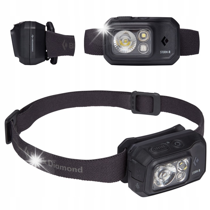 Челник Black Diamond Storm 500-R, 500 лумена, водоустойчив IP67, батерия 2400 mAh, черен
