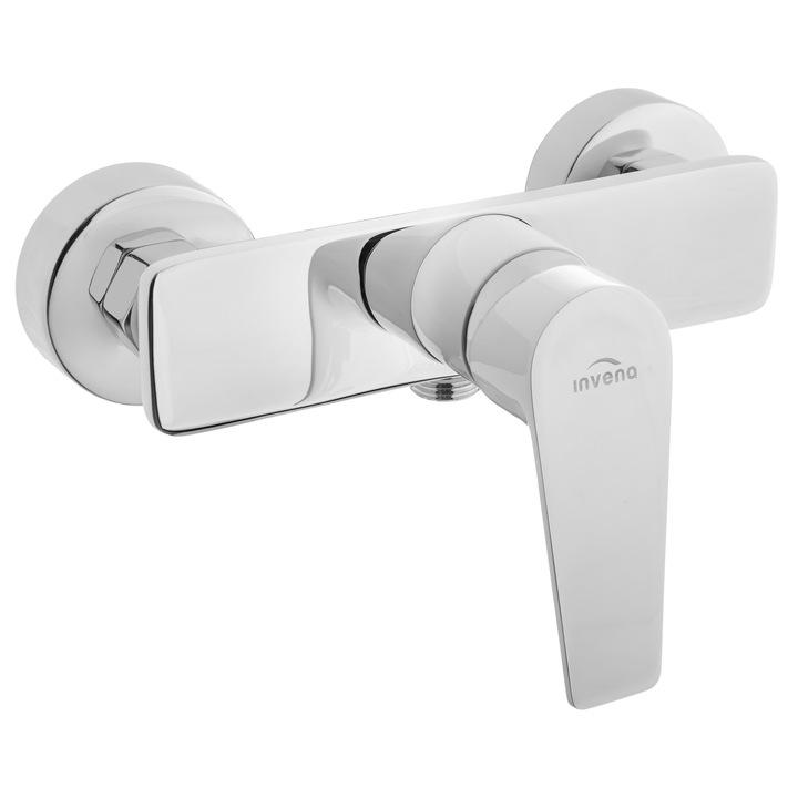 Invena Dokos egykaros zuhanycsaptelep, fehér/króm, 10x10cm