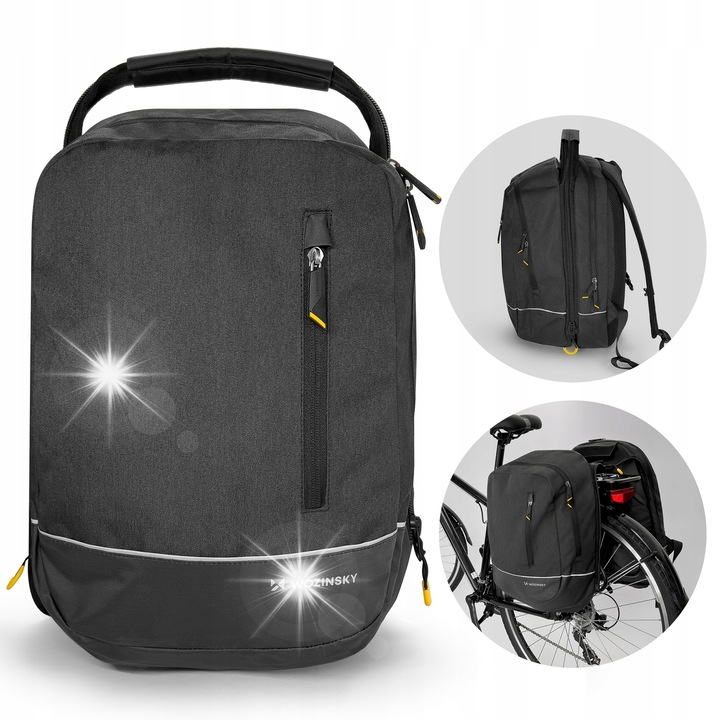 Чанта за велосипед Wozinsky, капацитет 30л, водоустойчива, сива, 43x32x20см