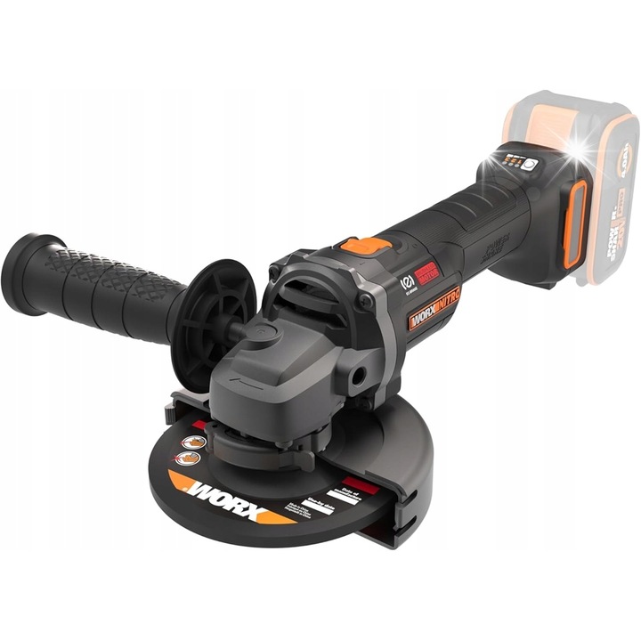 Шлайф Worx 125мм, 20V, 3000-8600 об/мин, комплект без батерия и зарядно