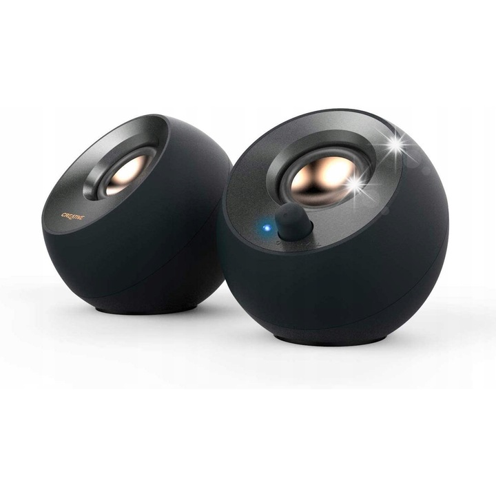 Set boxe Creative Pebble V2 16 W, USB Type-C, negru, dimensiuni 122x116x115mm