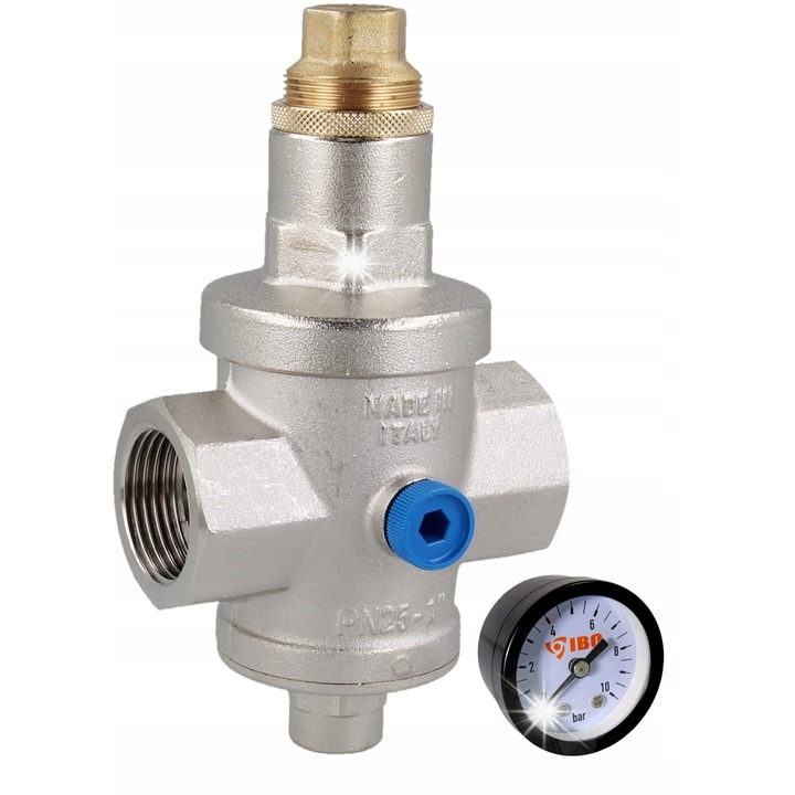 Reductor de presiune apa Afriso, model BPR, 0,5/5 bar, 25 bar max, manometru 0-10 bar