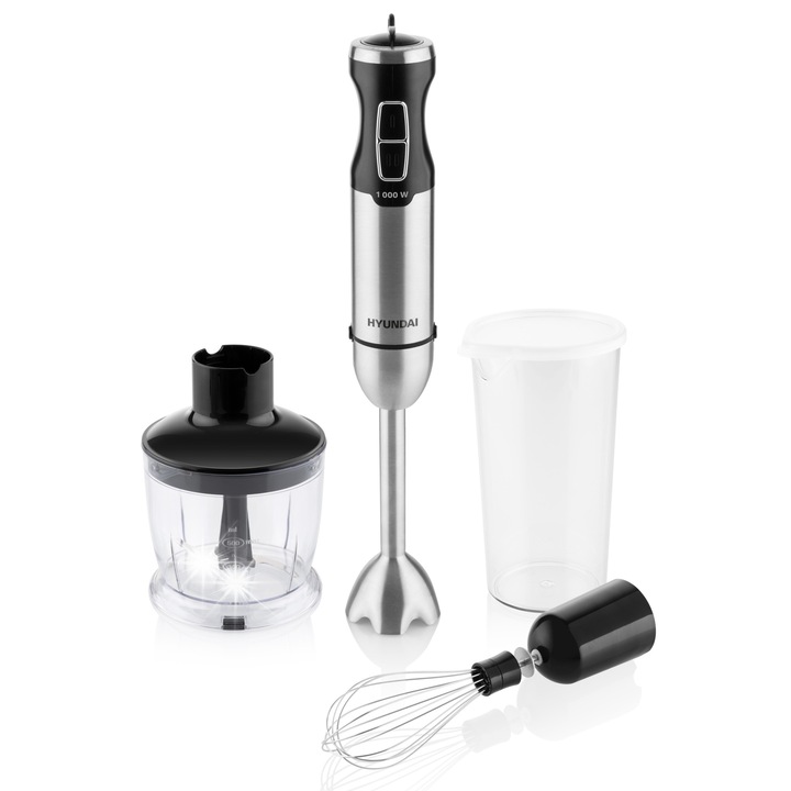 Hyundai 3 az 1-ben kézi mixer, 1000 W, inox, tartozékkészlettel, 600 ml, 500 ml