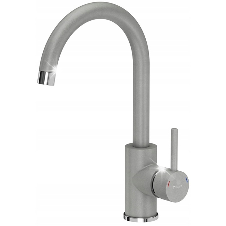 NAOMI konyhai csaptelep, rozsdamentes acél, szürke, 320 mm magasság, QFix rögzítéssel, szettben