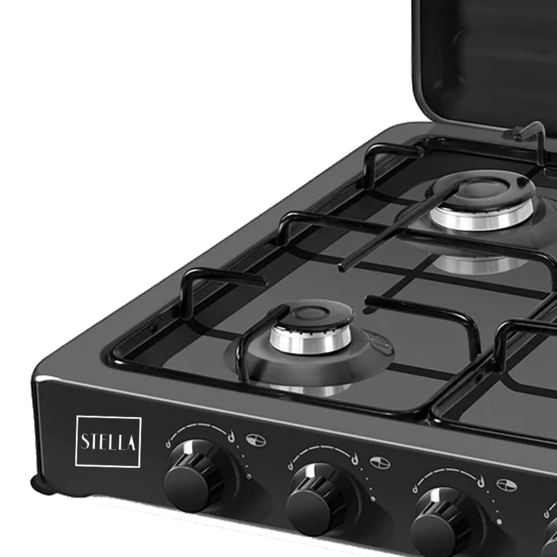 Aragaz gaz, Stella, 4 palnici, negru, 515x575x120mm, pentru utilizare exterioara