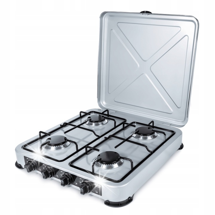 Promis KG400 gáztűzhely, 4 égős, ezüst, 50x11x50cm