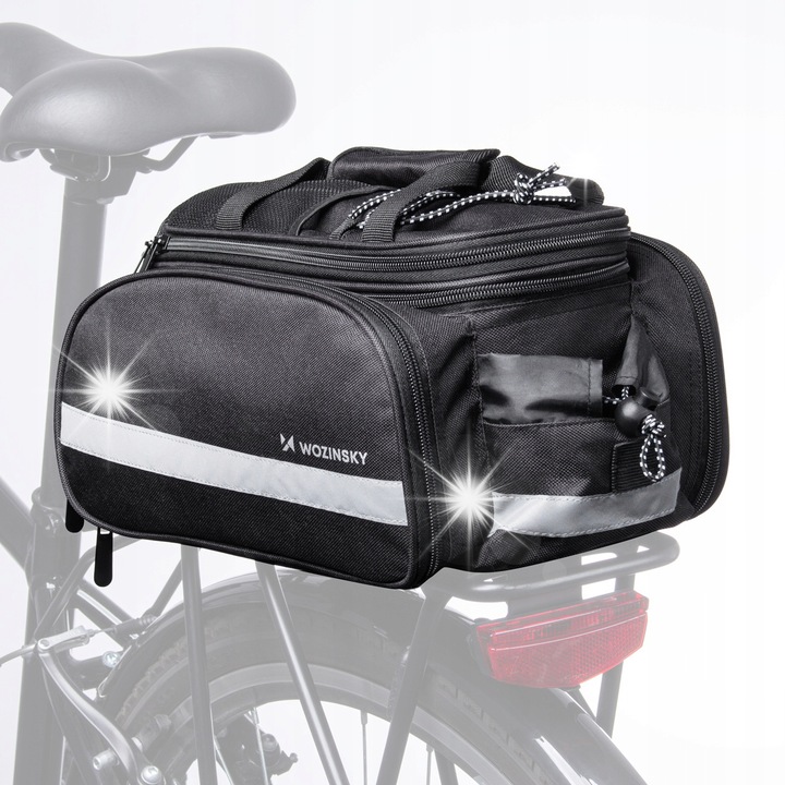 Чанта за велосипед Wozinsky 27L, черна, с водоустойчив калъф и светлоотразителен материал, черна