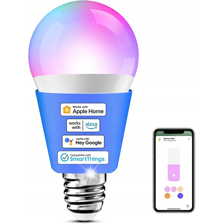 LED Wi-Fi крушка Meross MSL120, дистанционно управление, програмиране, виолетова, 1 брой