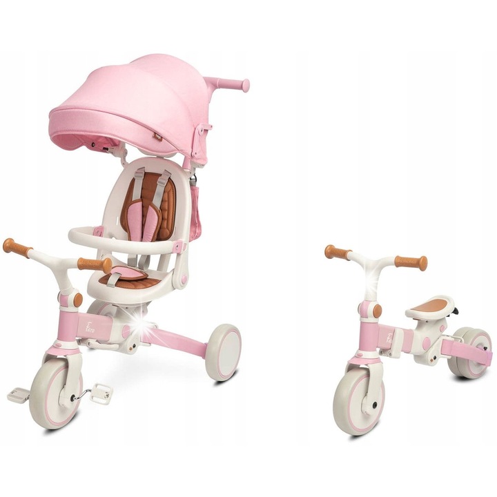 Триколка за деца, Toyz, розова, 3 режима на употреба, размери 44x41x67см