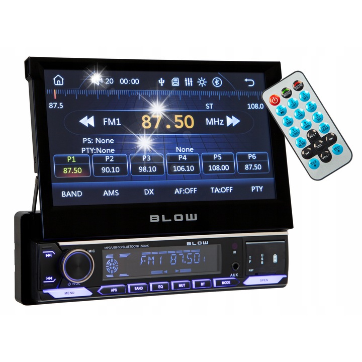 Radio auto 1 DIN Blow cu ecran tactil 7" 1080P HD, CarPlay, Android Auto, Bluetooth, USB, set complet