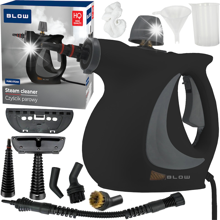 Aparat de curatat cu abur Blow, 1050W, 8 accesorii, 350ml, negru