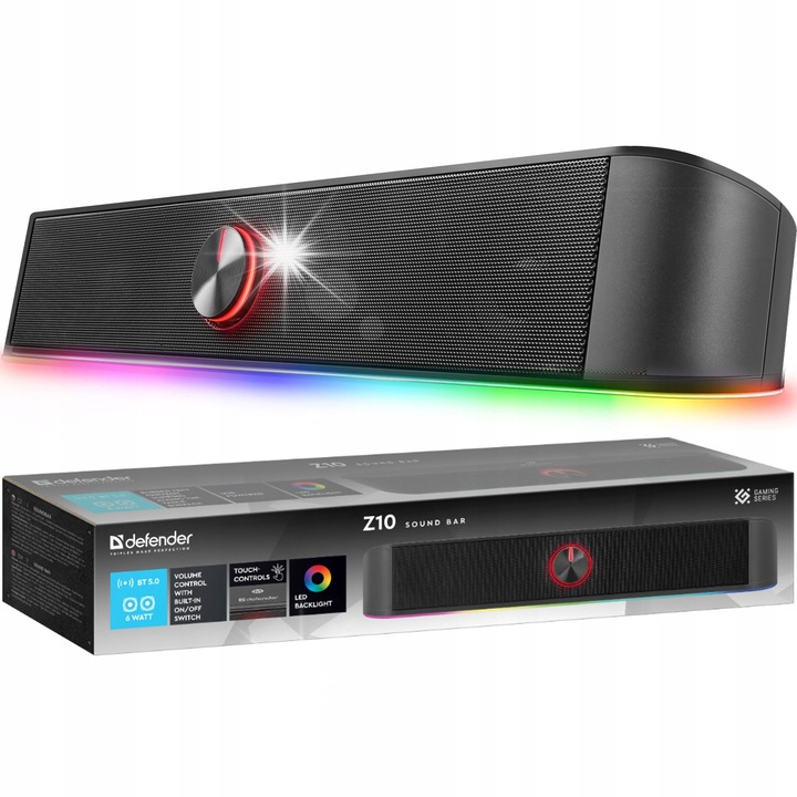 Soundbar Defender Z10, 2.0, 6W, negru, Bluetooth, alimentare USB