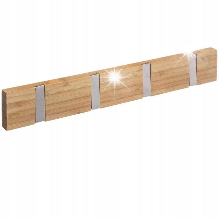 Ruhatartó akasztó, 5five, BAMBOO, 4 kampóval, barna, 40x6x2cm