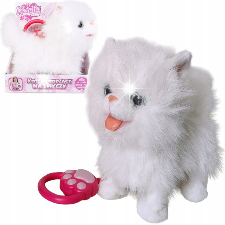 Artyk interaktív fehér macska plüss játék zsinórral