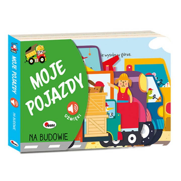 Moje Pojazdy - AWM, carte senzoriala, vehicule de constructie, ilustratii colorate, 2023