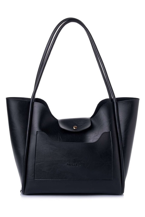 Lucky Bees, Geanta shopper din piele ecologica, Negru
