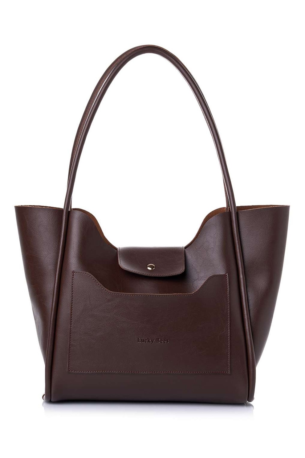 Lucky Bees, Geanta shopper din piele ecologica, Maro inchis - eMAG.ro