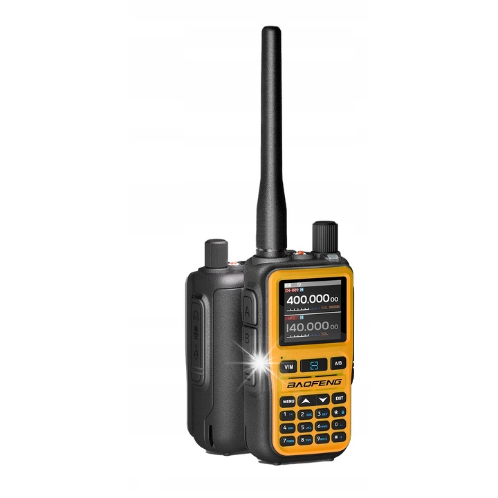 Statie radio Baofeng, UV-5R EU Mini, 5W, Bluetooth, USB-C, 1600mAh, Galben/Negru