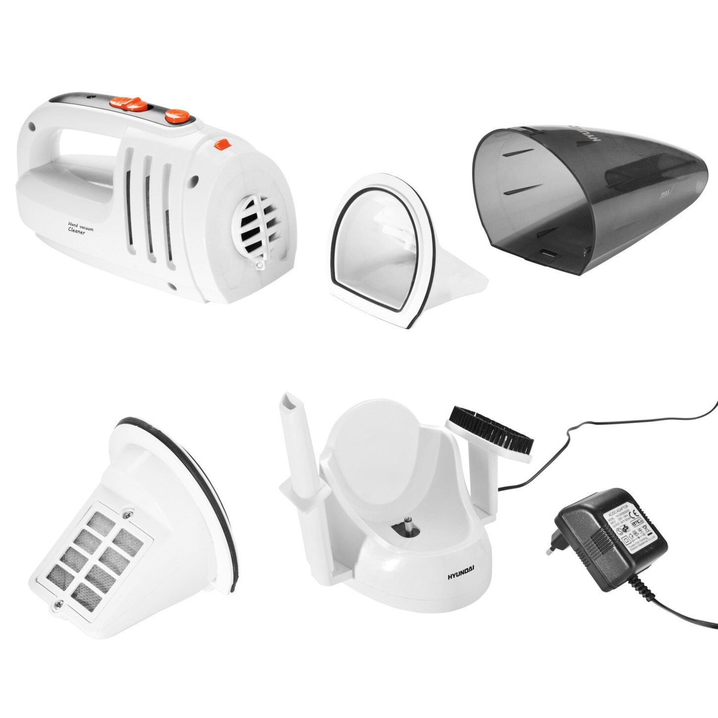 Aspirator de mana Hyundai HVC101, fara sac, functie umeda si uscata, filtru lavabil, autonomie 15 minute