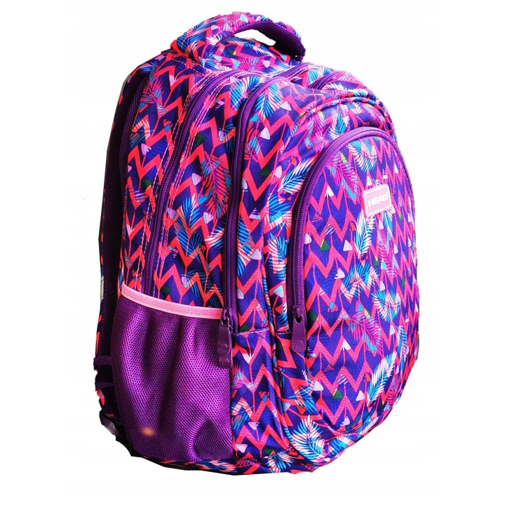 Ghiozdan Colier Head Geometry Pink, 3 compartimente, roz