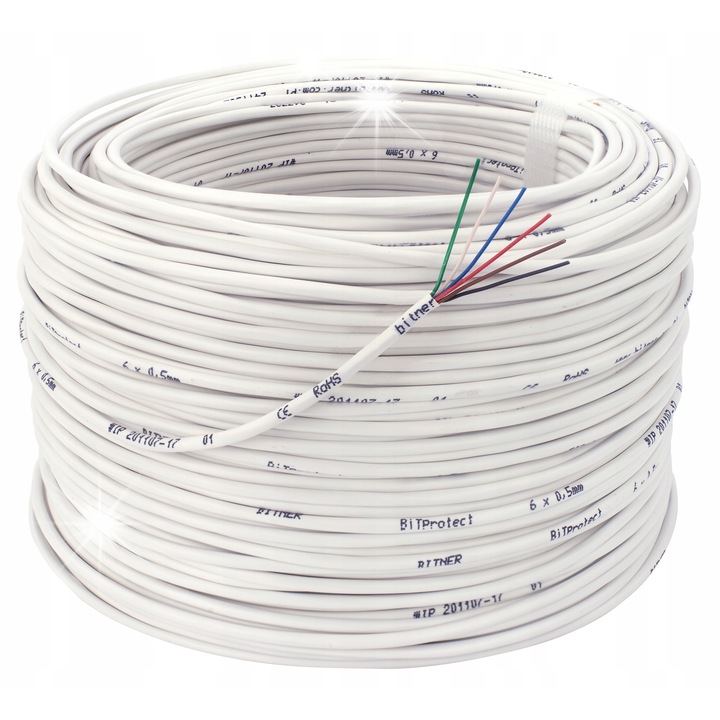 Cablu interfon YTDY Bitner, BiTprotect, 6x0.5mm, alb, 100m