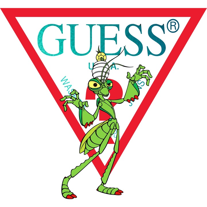 Sticker Adeziv Cu A Bugs Life, Cu Textul "Guess" - Design 4, cu Margini Albe, PVC Vinyl 90CM