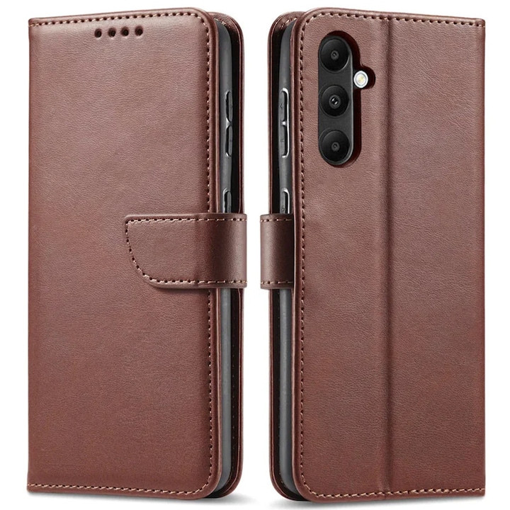 Калъф за Samsung Galaxy A56 Daden® Wallet Flip Leather, тип книга, противоударeн, магнитно затваряне, джоб за карта, първокласно качество, кафяв