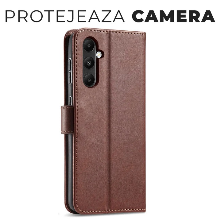 Husa pentru Samsung Galaxy A07 Daden® Wallet Flip Leather, Tip Carte, Antisoc, Inchidere magnetica, Buzunar card, Calitate Premium, Maro