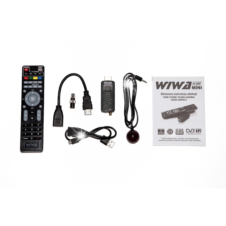 Тунер телевизор Wiwa H.265 Mini, HD 1080p, WiFi, 65x30x10mm, пълен комплект