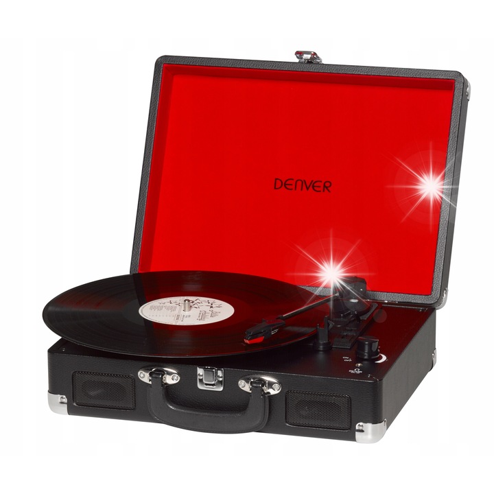 Gramofon Retro Denver, digitalizare USB, 33/45/78 RPM, negru, 10,5x35x25cm
