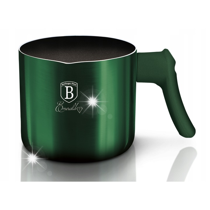 Тенджера за мляко Berlinger Haus EMERALD, 1.2L, гранит, черна, 12x11см