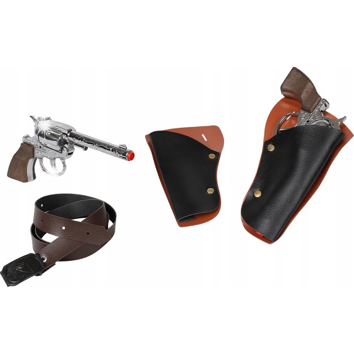 Комплект играчка каубой, 2 револвера, Gonher, сребрист, 240x220x40мм