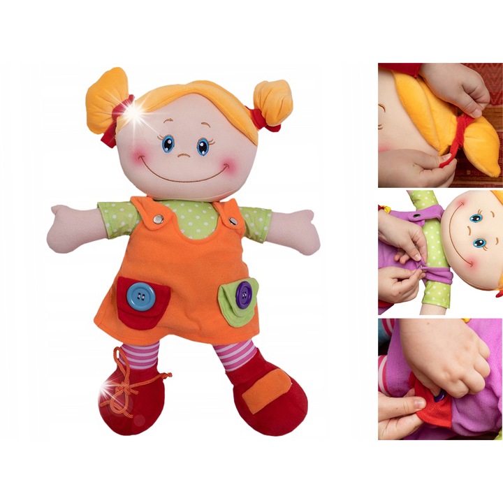 Baba, Askato, 46cm, narancssárga ruha, 3 év+