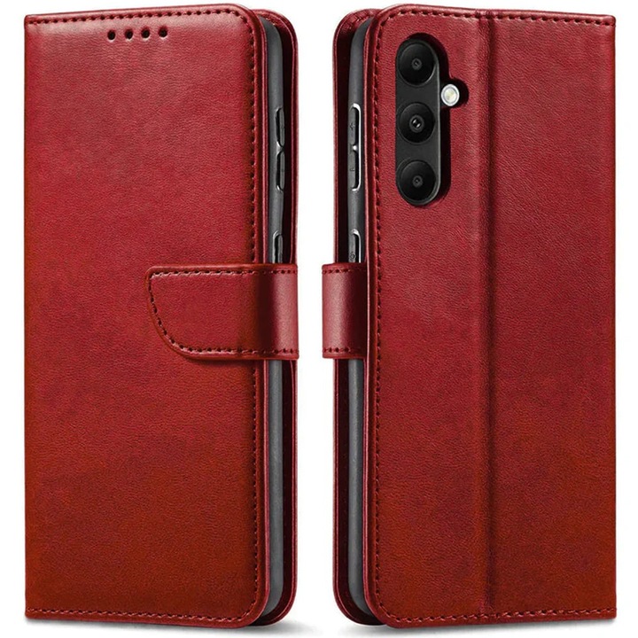 Husa pentru Samsung Galaxy A36 Daden® Wallet Flip Leather, Tip Carte, Antisoc, Inchidere magnetica, Buzunar card, Calitate Premium, Rosu