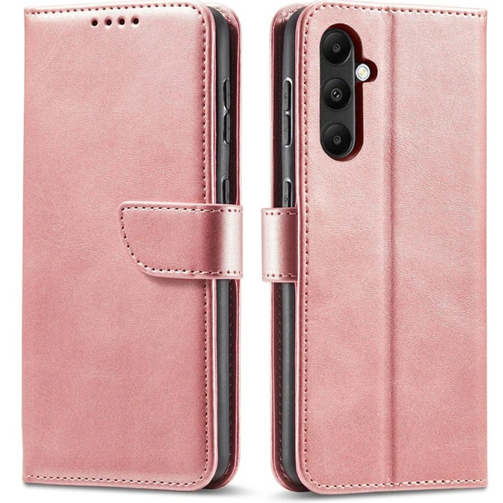 Калъф за Samsung Galaxy A56 Daden® Wallet Flip Leather, тип книга, противоударен, магнитно закопчаване, джоб за карти, първокласно качество, розов