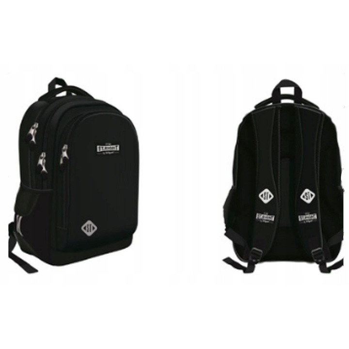 Iskolatáska 3 rekeszes, fekete, 46x31x20cm, 25l