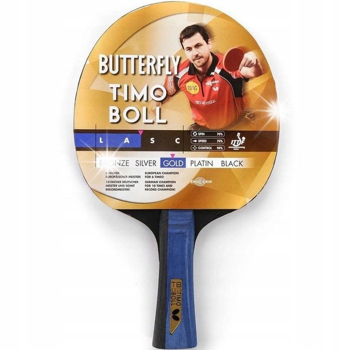 Racheta tenis de masa Butterfly Timo Boll Gold, 1,5 mm, Ergo Grip, 170g